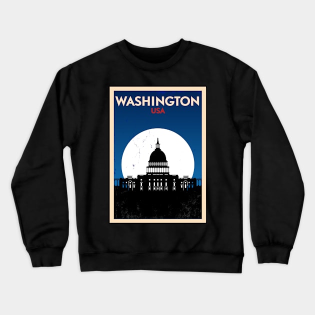 Washington Poster Design Crewneck Sweatshirt by kursatunsal